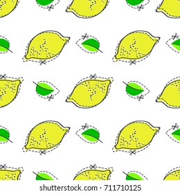 Lemon juicy fruit. Vector illustration of seamless pattern.