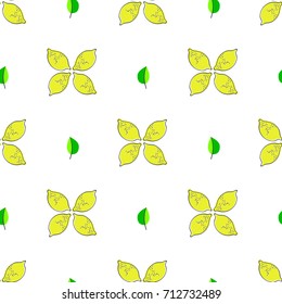Lemon juicy fruit. Vector illustration of seamless pattern.