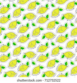 Lemon juicy fruit. Vector illustration of seamless pattern.