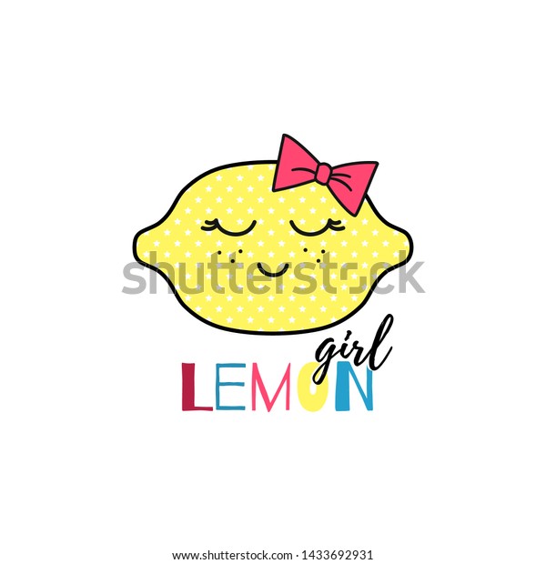 Lemon Kawaii Cute Print On Childrens Stock Image Download Now