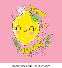 lemon kids print vector illustration trend design for t shirt printing, graphic design