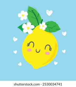 lemon kids print vector illustration trend design for t shirt printing, graphic design