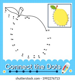 Lemon kids puzzle connect the dots worksheet for children counting numbers 1 to 20