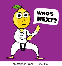 Lemon in kimono, cartoon lemon, illustration in vector