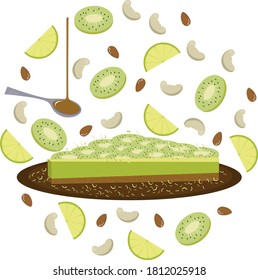 Lemon Kiwi Almond Vegan Cheesecake