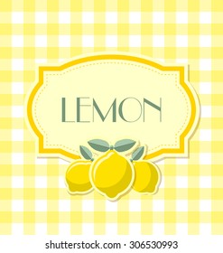 Lemon Label In Retro Style On Squared Background