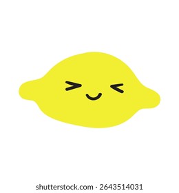 Lemon Laughs. Whimsical Fruit Character. Hand drawn vector illustration on white background.