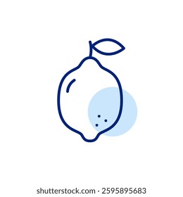 Lemon with leaf. Groceries, healthy food, vegetarian and vegan. Dieting and shopping. Pixel perfect, editable stroke vector icon