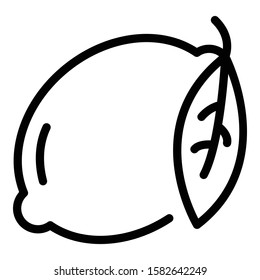 Lemon with leaf icon. Outline lemon with leaf vector icon for web design isolated on white background