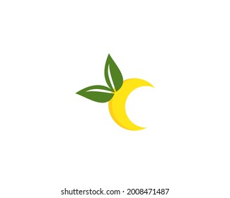 Lemon with leaf isolated on white background. Modern logo. Citrus logo template illustration