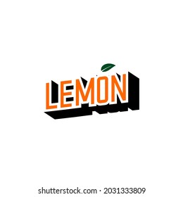 lemon and leaf lettering vector design