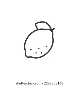 Lemon with leaf line icon. linear style sign for mobile concept and web design. Lemon fruit outline vector icon. Symbol, logo illustration. Vector graphics