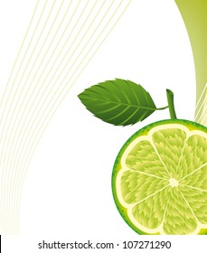 lemon with leaf with space for copy. vector illustration