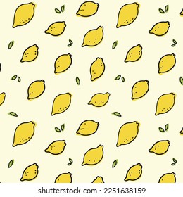 Lemon leafs summer seamless pattern