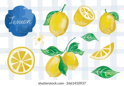 limão e deixa objeto de elemento com estilo de aquarela