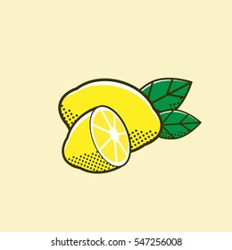Lemon with leaves isolated 