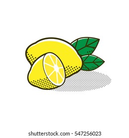 Lemon with leaves isolated 