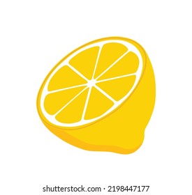 Lemon with leaves isolated on white background.