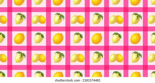 Lemon and leaves seamless pattern. Citrus illustration vector design. Design for interior design, Background, fashion, fabric, wallpaper, gift paper, and textile.