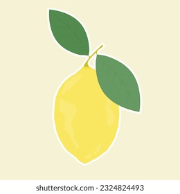 Lemon with Leaves for Sticker, Card, T-Shirt, Textile Shopper Bag and Other Garment.