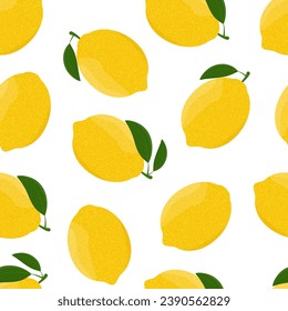 Lemon with leaves vector seamless pattern
