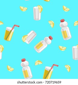 Lemon and lemonade seamless pattern, lemon background. Vector illustration