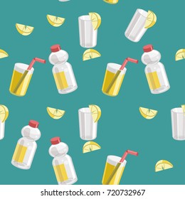 Lemon and lemonade seamless pattern, lemon background. Vector illustration