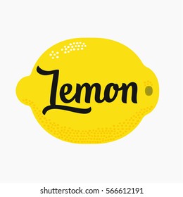 Lemon with lettering type isolated on white background vector illustration