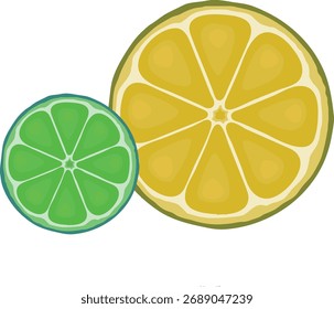 Fatias de citrinos de limão e limão