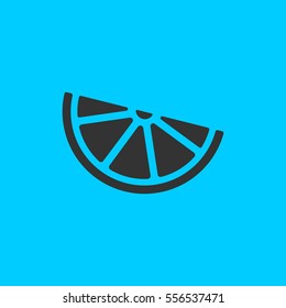Lemon, lime - food icon flat. Simple vector black pictogram on blue background