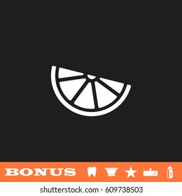 Lemon, lime - food icon flat. White pictogram on black background. Vector illustration symbol and bonus button tooth, vase, star, mirror, bottle