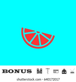 Lemon, lime - food icon flat. Red pictogram on blue background. Vector illustration symbol and bonus buttons Music center, corkscrew, credit card, house, drum