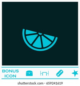Lemon, lime - food icon flat. Blue pictogram on dark background. Vector illustration symbol and bonus icons