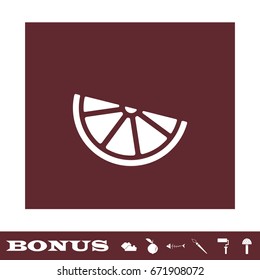 Lemon, lime - food icon flat. White pictogram on brown background. Vector illustration symbol and bonus icons