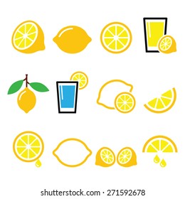 Lemon, lime - food icons set