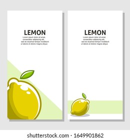 Lemon lime fruit flat illustration with leaves vector banner background set of 2. Scalable and editable. Vector design for banner, background, card, landing page, brochure, flyer, cover