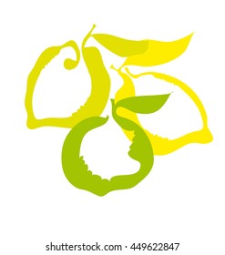 lemon and lime fruit simple decorative icon. vector illustration