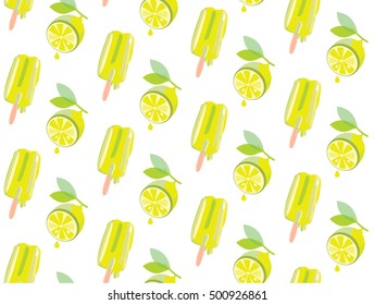 Lemon lime ice-lolly pattern. Vector illustration 