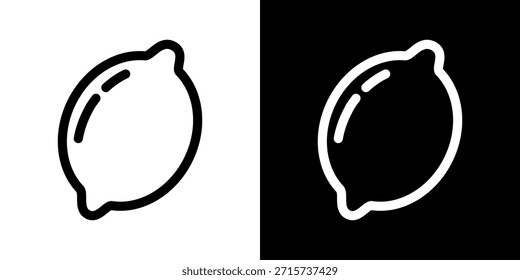 Ícone de limão. Sinal vetorial de limão isolado. Ilustração em preto-e-branco do estilo do contorno.