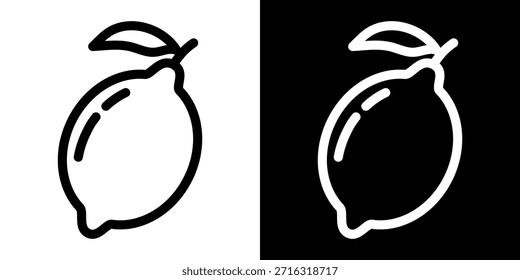 Ícone de limão. Sinal vetorial de limão isolado. Ilustração em preto-e-branco do estilo do contorno.