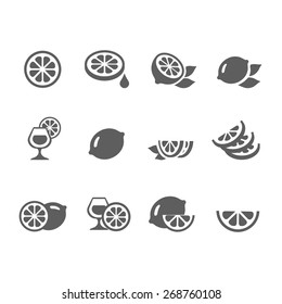 Lemon  lime icons vector set