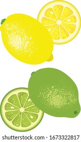Lemon and lime isolated on white
