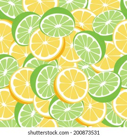 Lemon and lime lemonade seamless vector pattern. Lemonade green seamless background.