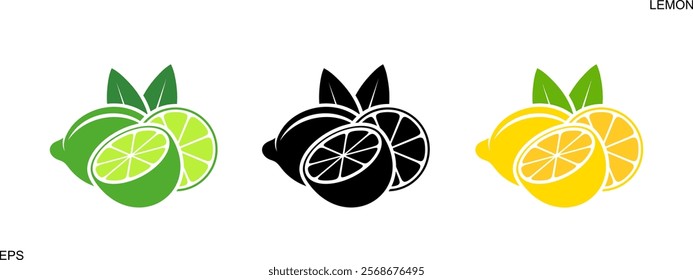 Lemon and lime logo. Isolated lemon and lime on white background