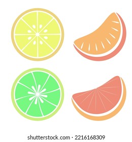 lemon, lime, orange and grapefruit set