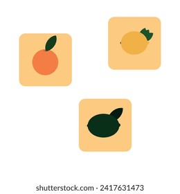 lemon lime and orange on white background