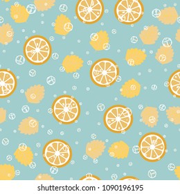 Lemon and lime, pieces of ice, mint leaves and bubbles. A sample with watermelons. Summer mood. Cocktail. Summer pattern.
