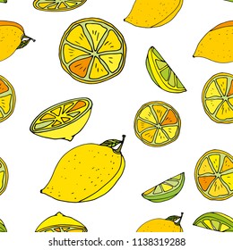 lemon and lime seamless vector illustration
