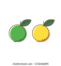 Vector de limón y lima. limón y cal sobre fondo blanco. diseño de logotipo de limón y lima.