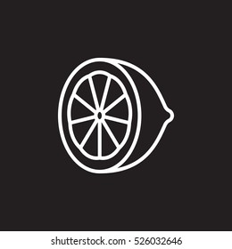 Lemon line icon, Citrus outline vector sign, linear pictogram isolated on black. logo illustration